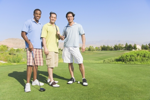 Image of three friends using golf packages in Las Vegas